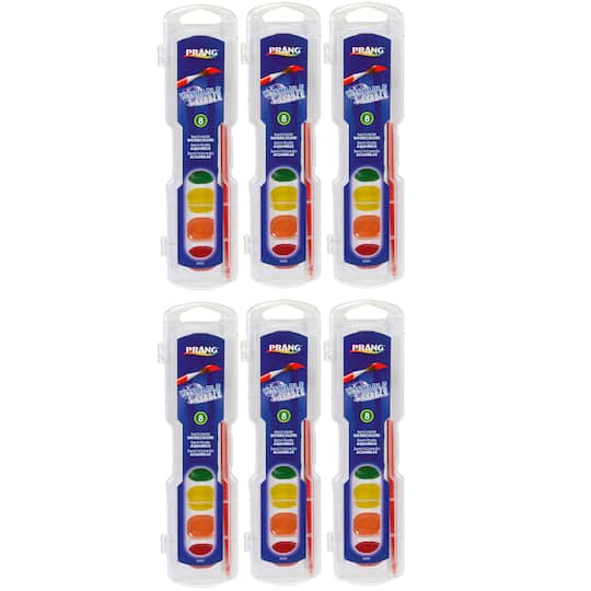Prang® Semi-Moist Washable Watercolor Set, 8 Colors Per Set, 6 Sets
